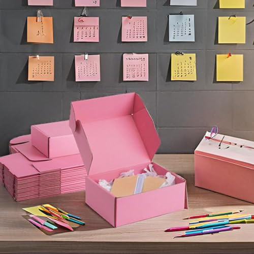 8x6x3 inch Pink Shipping Boxes for Small Business- Set of 25 - color: Pink, size: 8x6x3