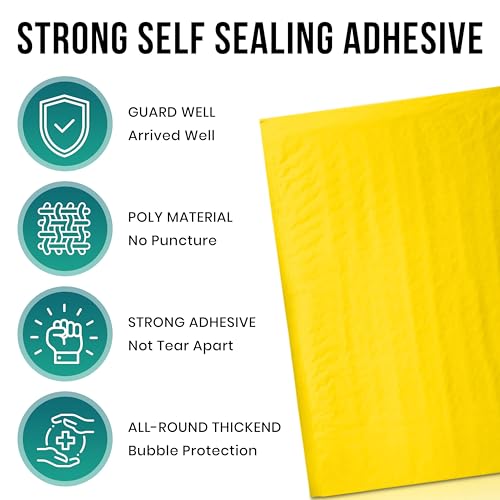 Levex - #000 4" x 8" [150 Pack] Yellow Poly Bubble Mailers, Padded Envelope Mailers, Packing Envelope & Mailing Bags for Shipping - color: Yellow, size: #000 - (4" x 8")