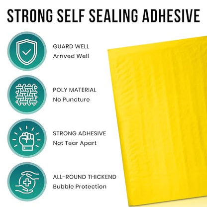Levex - #000 4" x 8" [150 Pack] Yellow Poly Bubble Mailers, Padded Envelope Mailers, Packing Envelope & Mailing Bags for Shipping - color: Yellow, size: #000 - (4" x 8")