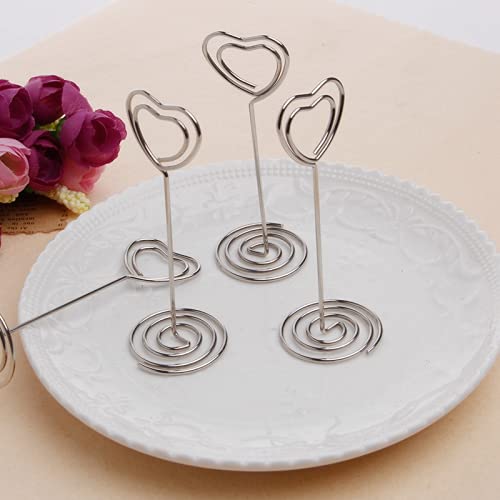 12pcs Table Number Holders Metal, 3.35 inch Place Card Stands for Wedding Centerpieces, Birthday Party - Table Card & Photo Picture Holders (Silver-Heart Shaped) - color: Silver-Heart Shaped