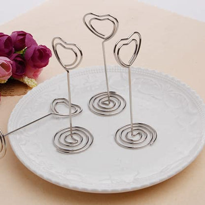 12pcs Table Number Holders Metal, 3.35 inch Place Card Stands for Wedding Centerpieces, Birthday Party - Table Card & Photo Picture Holders (Silver-Heart Shaped) - color: Silver-Heart Shaped