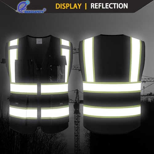 Safety Vest for Men Women with Pockets,EK176,Black,M - color: 176-black, size: Medium