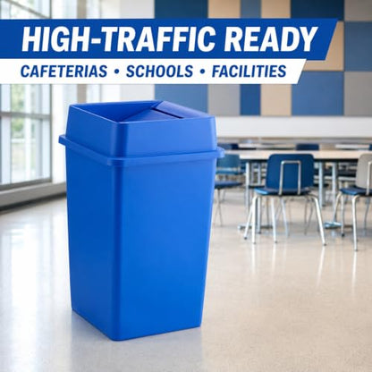 1 Pack Blue 35 Gallon Commercial Recycling Bin with Lid, High-Capacity Square Resin Recycle Container with Integrated Handles for Office, School, Restaurant and Public Facility - color: Blue, size: 35 Gallon