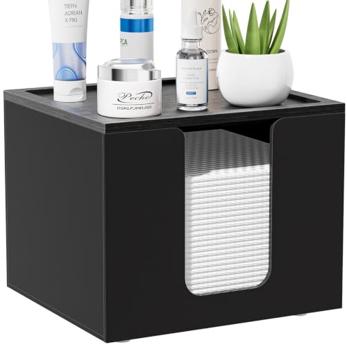 Acrylic Disposable Face Towel Holder Container for Clean Skin Club, Black - color: Black