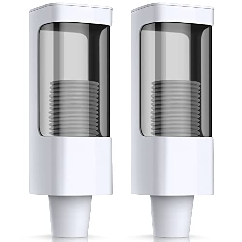 Chengu 2 Pcs Wall Mounted Bathroom Cup Dispenser for 3-5 oz Cups, White - color: White