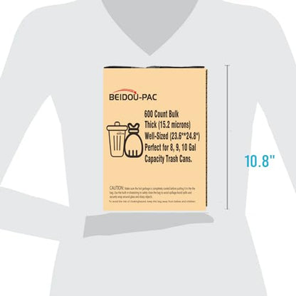 BEIDOU-PAC 8-10 Gallon Trash Bags Drawstring, 600 Count Bulk, Black & Unscented Multi-purpose Garbage Bags for Business Home Bathroom Kitchen Commercial and Industrial - style: 8-10 Gallon |600 Count(Value Pack)