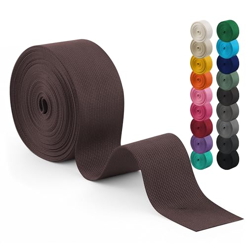 Polyester Webbing Strap 17+Colors – 1"&1.5"&2" – 10 Yards Heavy Duty Webbing Roll, Flat Webbing Strap for Indoor&Outdoor Gear, DIY Crafting, Repairing - color: Brown, size: 1"-10yards