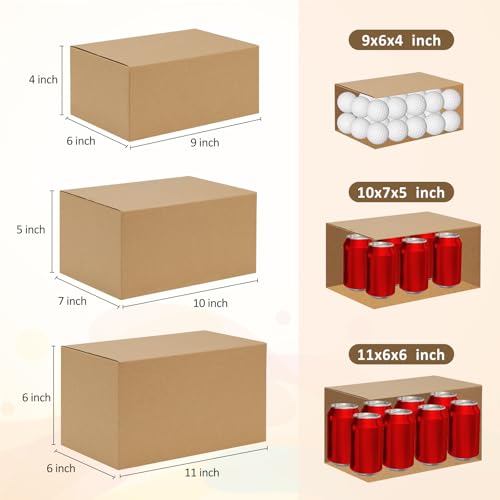 Eupako 30 Pack Small Shipping Boxes Assorted Sizes, 9x6x4 & 10x7x5 & 11x6x6 10 PCS Each Mailing Boxes, Brown Corrugated Box Mailers, Cardboard Boxes for Packaging Small Business - color: Brown, size: 9x6x4 & 10x7x5 & 11x6x6 Inches