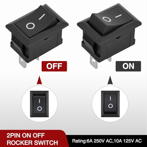 Nilight 10PCS Mini ON/Off Rocker Switch 2 Pin SPST - color: 10PCS Mini ON/Off Switch