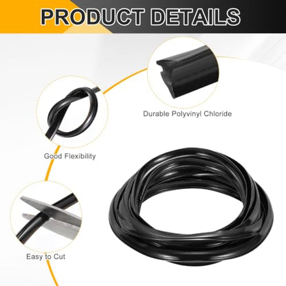 PATIKIL 2Pcs Weather Stripping Door Seal 5/32" Slot, 16.4Ft, Black, PVC - color: Black, size: 5/32" Slot, 16.4Ft