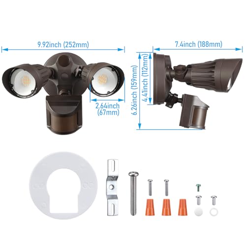 LEONLITE 3CCT Motion Sensor Security Lights Dusk to Dawn IP65 Bronze - color: Bronze (3000K/4000K/5000K)
