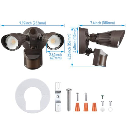 LEONLITE 3CCT Motion Sensor Security Lights Dusk to Dawn IP65 Bronze - color: Bronze (3000K/4000K/5000K)
