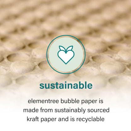 Elementree Paper Bubble Wrap Sheets for Packing, Moving, & Shipping - 24" x 12" x 500' - Eco-Friendly Kraft Bubble Paper - Recyclable Cushioning Wrap - Made in the USA (01942) - size: 24" x 12" x 500' Kraft