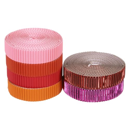 Corrugated Cardboard Paper Sheets, Corrugated Paper Cardboard Inserts [for Craft and DIY Projects] - 0.8x26.7 Inch/Red Series 6 Assorted Colors/1 Set - color: Red/Orange Red/Deep Red/Pink/Metal/Rose Red Gold/Red Gold