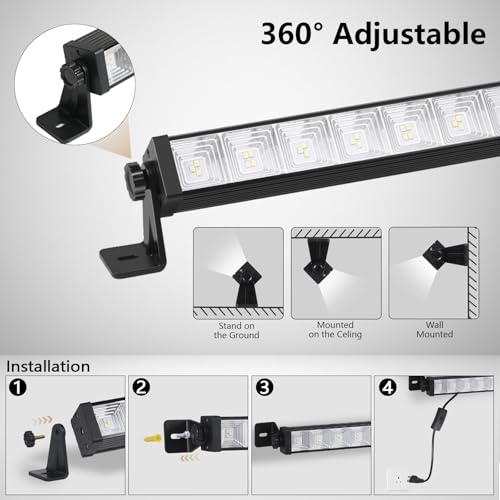 2 Pack 24W LED Shop Lights – 5400 lm 6000 K Daylight, 6.5 ft Plug-in Cord with Inline Switch, 180° Tilt, Graphene Cooled – Garage, Workshop, Warehouse, Yard Lighting - size: 24W-2P