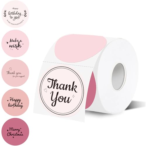 2 inch Round Thermal Label,Pink Circle Thermal Sticker Labels for Business and Home,Direct Thermal Printer Label for DIY Logo Design,Thanks Card,500 Labels/1 Roll - color: Pink Gradient, size: 2 inch