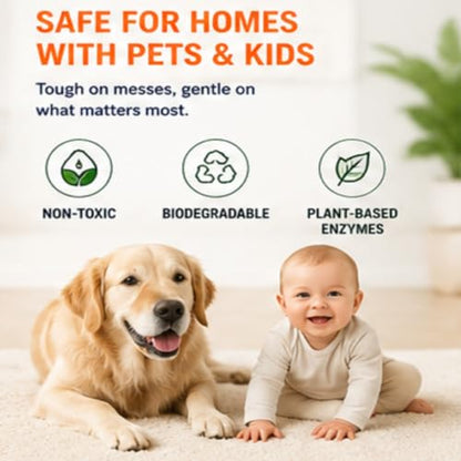 Multi-Purpose Probiotic Enzyme orange Cleaner, 1/2 Gallon (64 oz.) - Pet Stain and Odor Remover - Concentrated - Professional & Home Strength Drains, Floors, Bathrooms, Toilets Trash Can, Made in USA
