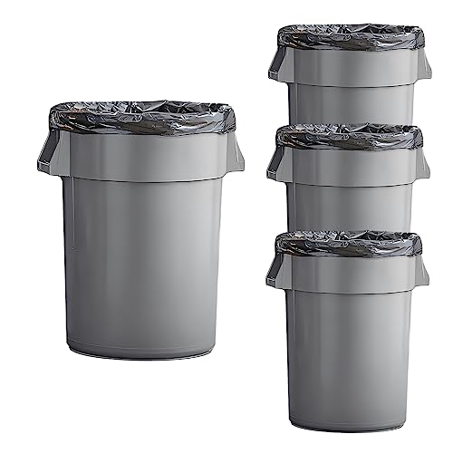 Set of 4 Round Commercial Trash Can 44 Gallon, Industrial Recycling Bin, Durable Garbage Can, Safe Food Container, Ingredient Bin (Gray) - color: Gray