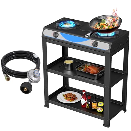 forimo Propane Gas Stove, 2-Burner, Auto Ignition, Portable, Stainless Steel, 19000 BTU/hr, Perfect for Outdoor Kitchens - color: Black