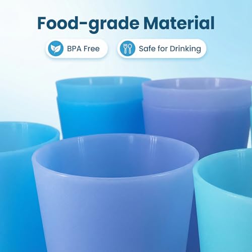 32oz Plastic Cups Reusable set of 12, Large Plastic Tumbler Coastal - color: Coastal Colors