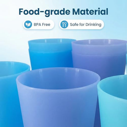 32oz Plastic Cups Reusable set of 12, Large Plastic Tumbler Coastal - color: Coastal Colors