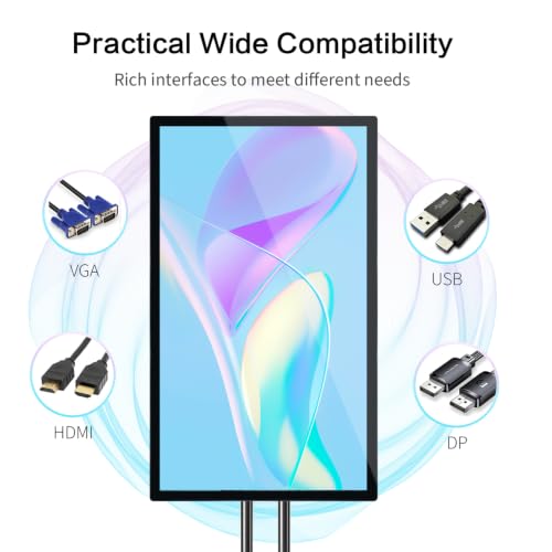 55 inch Capacitive Multi-Touch Screen Industrial Monitor, 16:9 Display 4K, Built-in Speakers, USB, VGA, DP & HD-MI Ports, Digital Signage Displays and Player for Advertising - size: 55-inch
