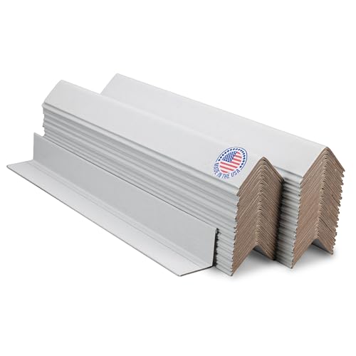IDL Packaging Cardboard Edge Protector 2" X 2" X 18", Pack of 50 - V-Board Reinforced Cardboard Corners for Shipping - White Kraft Cardboard Corners for Packing - Moving Corner Protectors - color: White, size: 18" Length
