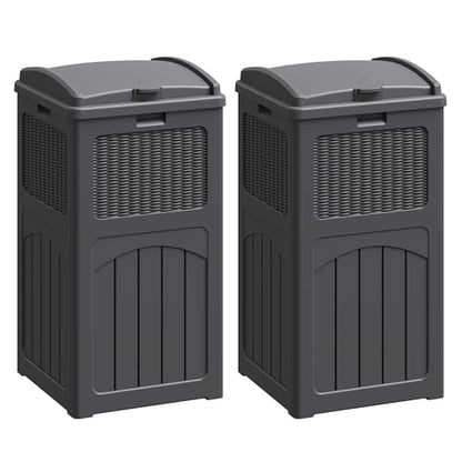 Flamaker 30 Gallon Trash Can, Resin Outdoor Garbage Can with Lid 2 Pack - color: Gray, size: 2 Packs