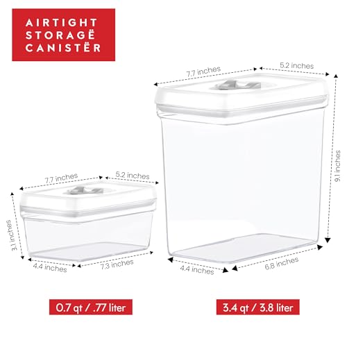 DWËLLZA KITCHEN Large Airtight Food Storage Containers with White Lids (3.8L, 0.8L) - Clear Plastic Bulk Food Pantry & Kitchen Storage Containers for Flour, Sugar 4 Pc BPA-Free, Keeps Fresh & Dry - color: 08 - 3.8 Liters & .8 Liter (Set of 4)