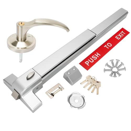 Push Bar Panic Exit Device,Exterior Lever, Painted Aluminum - size: Without Alarm With External Lever