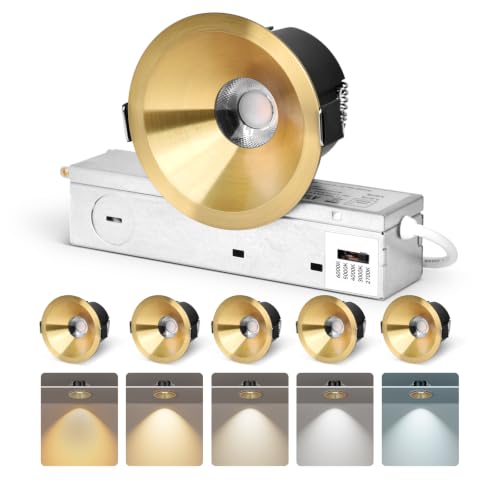 CycevSun Gold 3 Inch LED Recessed Lights, Anti-Glare COB Spotlight, 6 Pack - color: Gold, size: 3 Inch