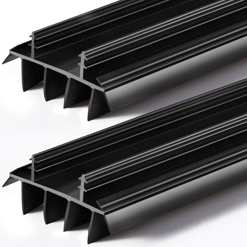 Pushglossy 2 Pcs Door Bottom Seal with Vinyl Fins Threshold Strip,Black - color: Black