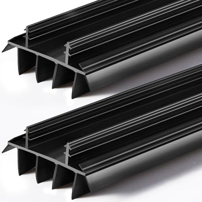 Pushglossy 2 Pcs Door Bottom Seal with Vinyl Fins Threshold Strip,Black - color: Black