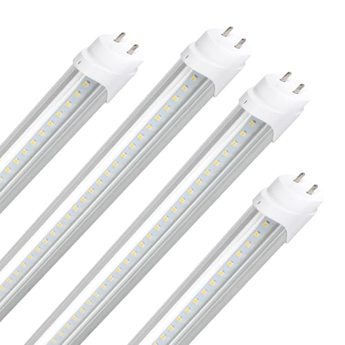 2FT LED T8 T10 T12 Type A+B Tube Lights, 15W 5000K 2100lm, F20T12/F20T8 Fluorescent Light Bulbs Replacement, Ballast Compatible or Bypass, Dual-Ended, Clear Lens, UL Listed, 4-Pack - color: 5000k Clear Cover, size: 2 Feet
