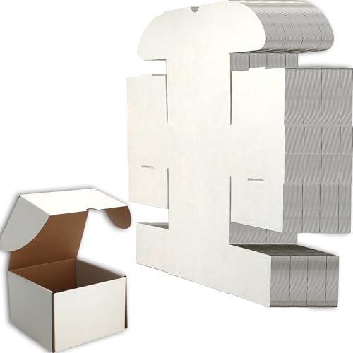 6x6x4 Shipping Boxes Set of 25, White Mailer Corrugated Cardboard Box - color: White, size: 6"x6"x4"/25-pack