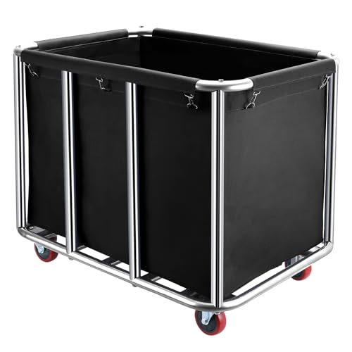 Commercial Laundry Cart with Wheels,400L for Hotel,Home (Black) - color: Black