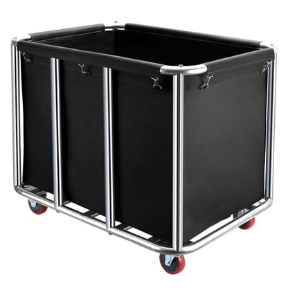 Commercial Laundry Cart with Wheels,400L for Hotel,Home (Black) - color: Black
