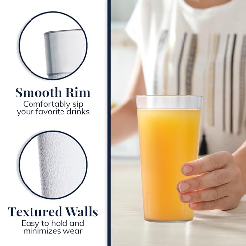 US Acrylic Cafe Plastic Reusable Tumblers, Clear, 32-Ounce, Set of 12 - color: Clear, size: 32 ounces