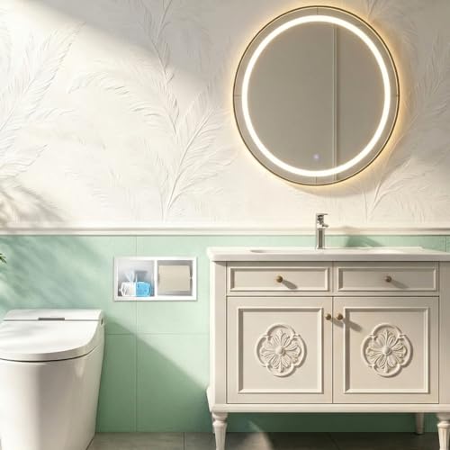 Dual Roll Toilet Paper Holder, Recessed Toilet Tissue Holder - color: Matte White