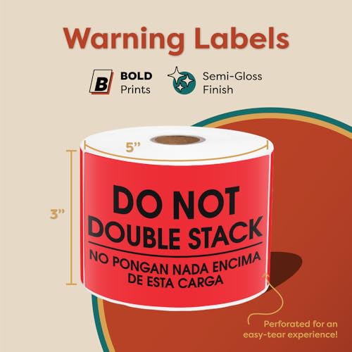 3" X 5" Do Not Double Stack Bilingual Shipping Stickers - English Spanish - color: Red (Do Not Double Stack - English Spanish)