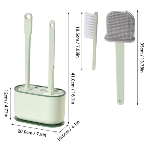 Plastic Toilet Brush Set, Strawberry Green, Bathroom Accessories, Includes 2 Toilet Brushes & Holder - color: Strawberry Green