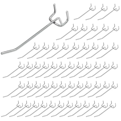 Hitefu Stainless Steel Pegboard Hooks, 4 Inch, 100 Pcs