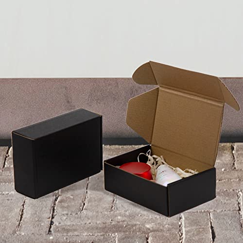 6x4x2 Inches Shipping Boxes Pack of 25, Packaging Corrugated Cardboard Mailer Boxes for Small Bussiness, Black - size: 6 x 4 x 2 inch