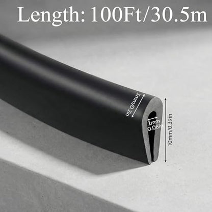 Tondiamo Rubber U Channel Edge Trim, Door Seal Strip - color: Black, size: 100 Feet,1/16 Inch
