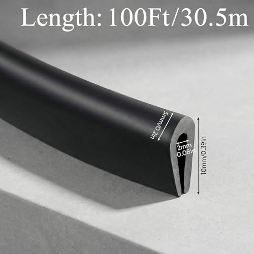 Tondiamo Rubber U Channel Edge Trim, Door Seal Strip - color: Black, size: 100 Feet,1/16 Inch