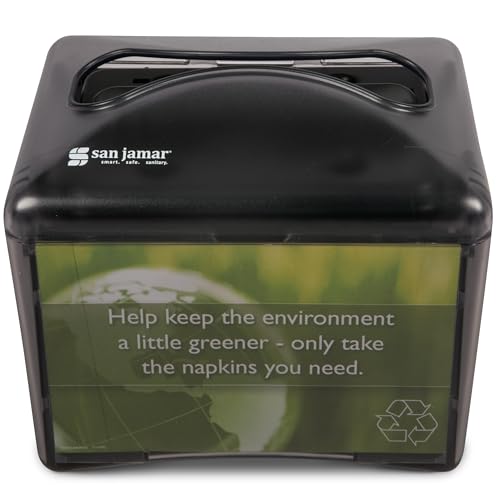 San Jamar Tabletop Napkin Dispenser – Restaurant Napkin Dispenser Mini Interfold with Insert Space for Cafes, Foodservice, Black Pearl - size: Universal