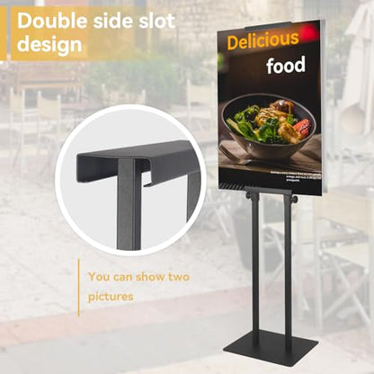 HUAZI Poster Stand for Display Double-Sided Heavy Duty Sign Stand Holder Floor Freestanding Poster Board Stand with Base Adjustable Height Up to 75inches for Board & Foam,Black