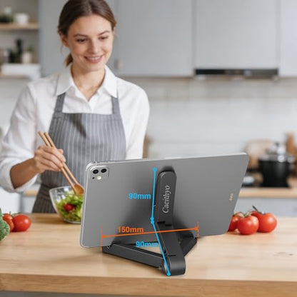 Tablet Stand Holder, Adjustable, Portable, Foldable, Light-Weight, Compatible with 7 to 10.2 Inches Most Tablets, Kindle Fire and Smart Phones - color: black