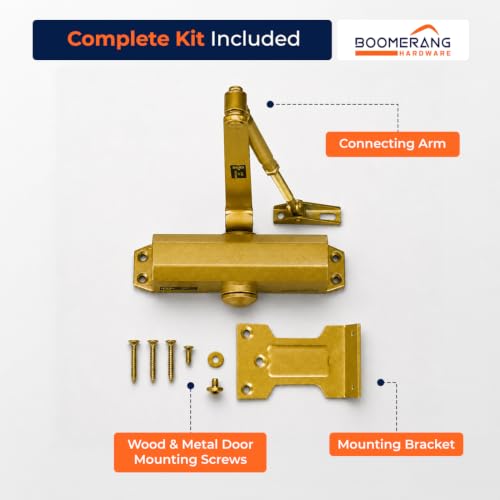 Boomerang D503 Light/Medium-Duty Designer Auto Commercial Door Closer - color: Painted Brass/Gold