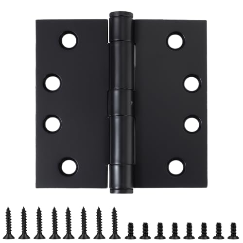 TDCHINGES Exterior 4x4 Inch Door Hinges 3.3mm Thick Heavy Duty Matte Black - color: Black, size: 3 Pack